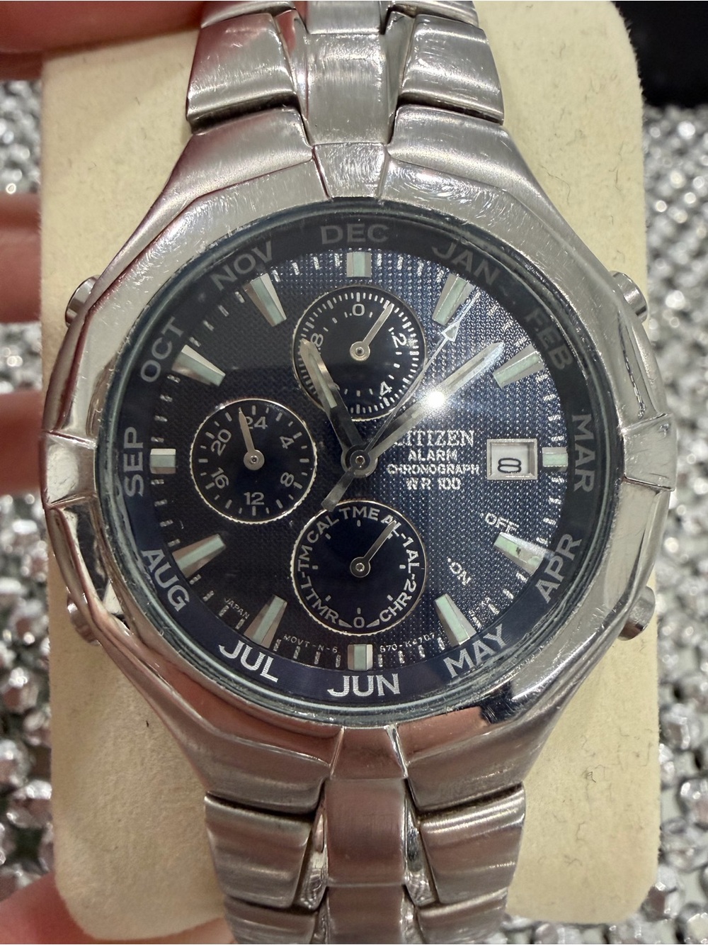 Citizen Silver Stainless Steel Men's Watch with Blue Dial